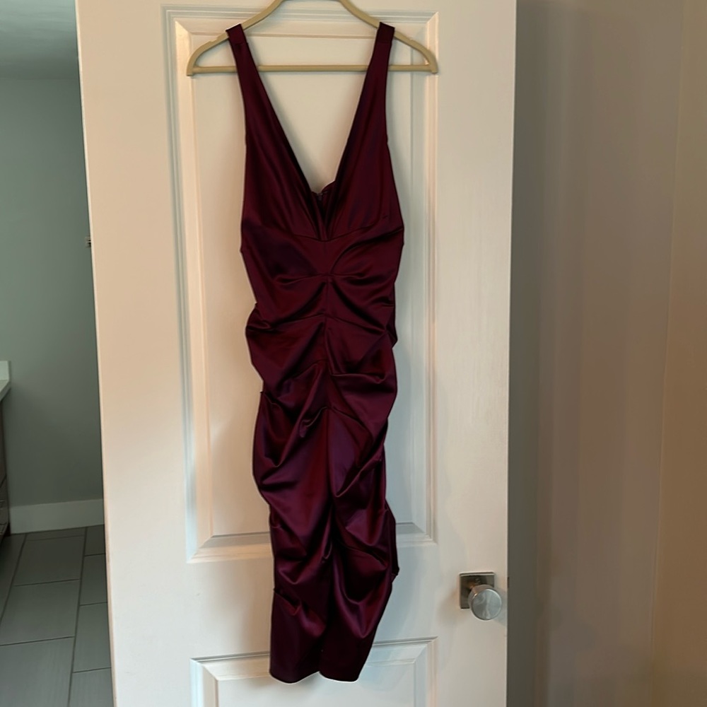 Nicole Miller Burgundy satin dress size 8